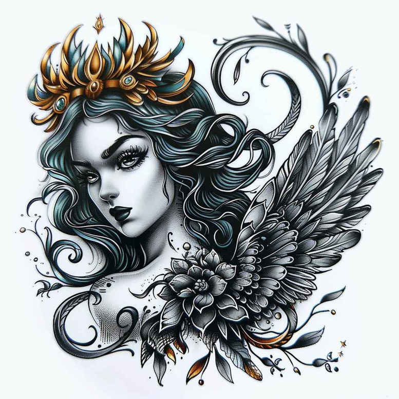 angel tattoo design ideas Surrealism transcendent spiritual for upper back