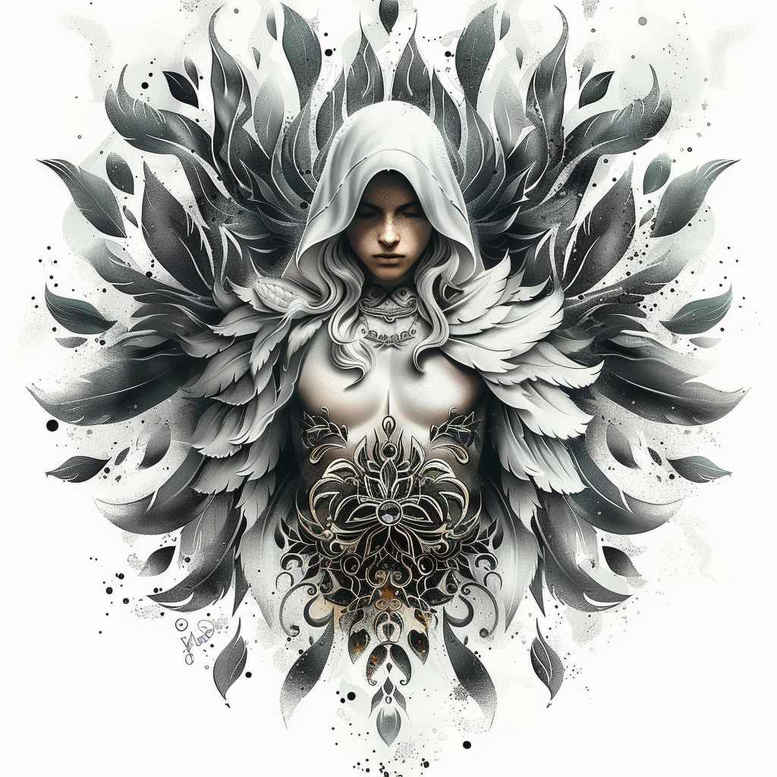 angel tattoo design ideas precise lines spiritual guide for nape