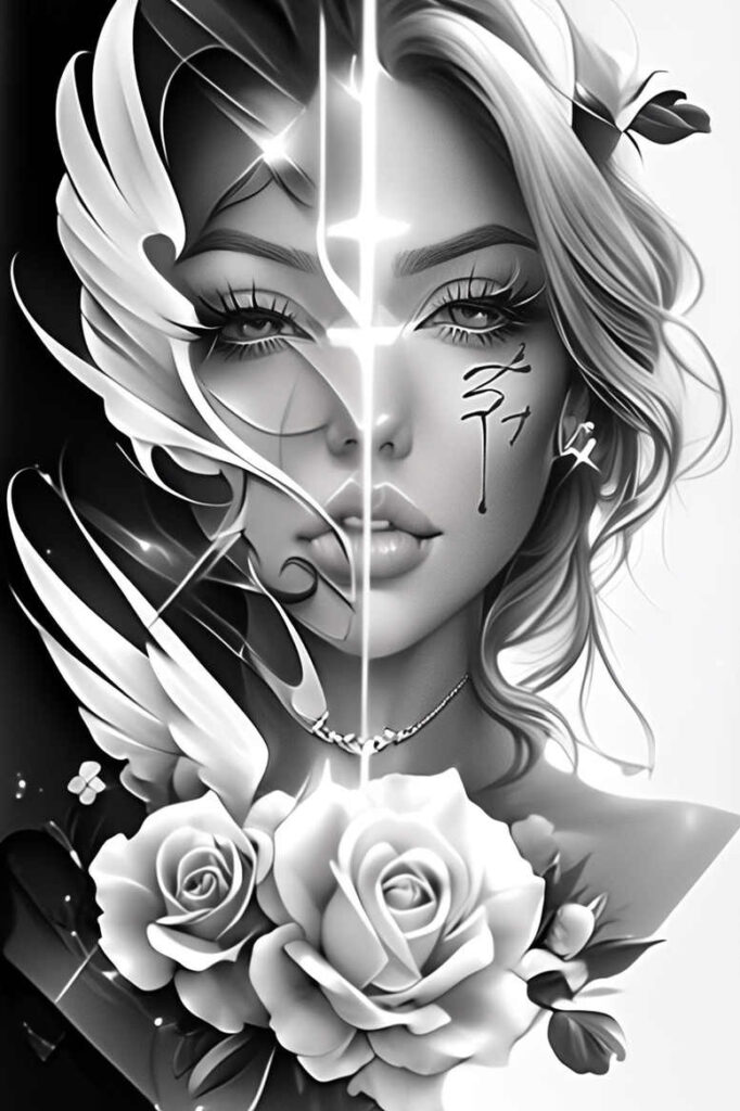 angel tattoo design ideas Realism visual truth spiritual guide for stomach