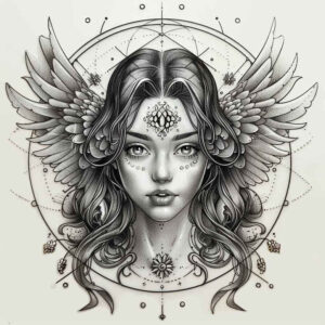 angel tattoo design ideas Surrealism enigmatic light spiritual protector for back shoulder