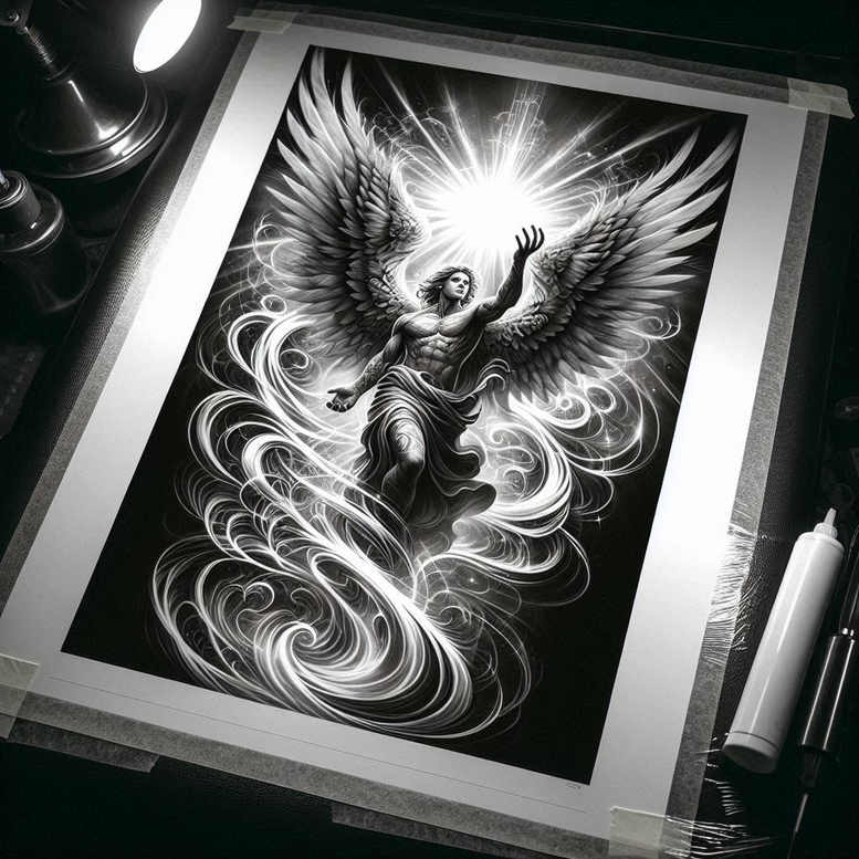 angel tattoo design ideas Surrealism subconscious themes spiritual protector for forearm