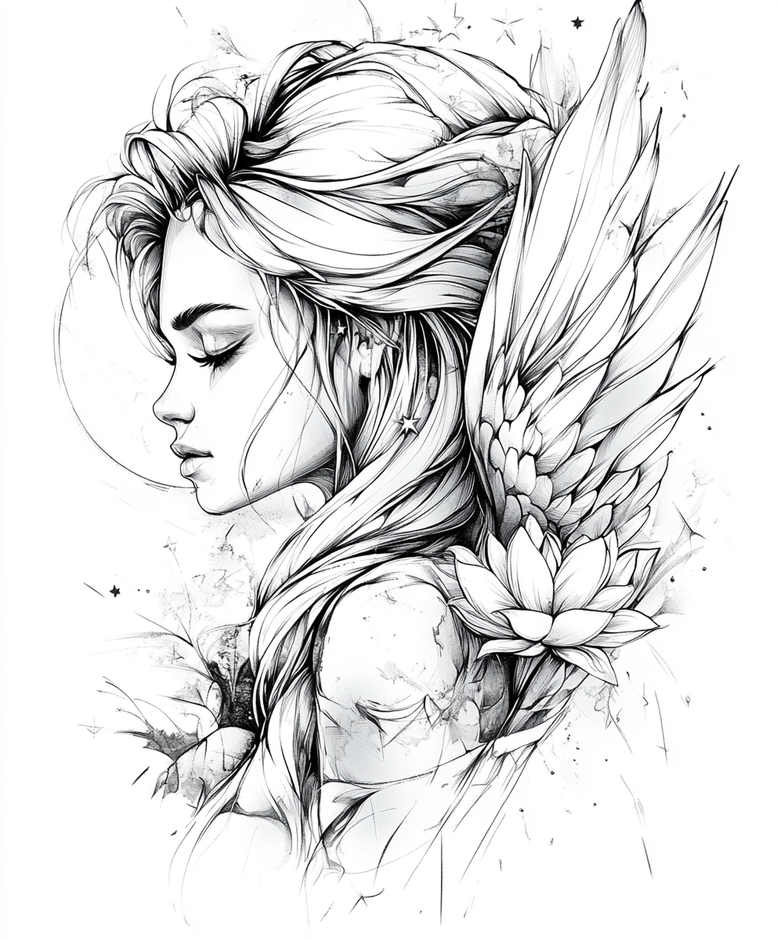 angel tattoo design ideas vivid gradients spiritual protector for shoulder