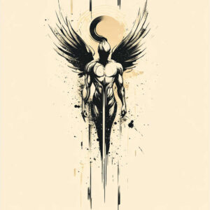 angel tattoo design ideas bold color blocks spiritual protector for spine
