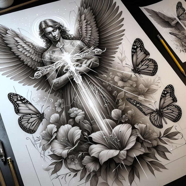 angel tattoo design ideas classic motifs spiritual protector for thigh