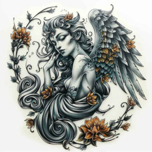 angel tattoo design ideas Surrealism otherworldly spiritual protector for wrist side