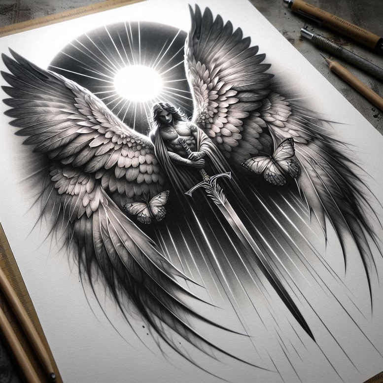 angel tattoo design ideas expressive color transcendent for back