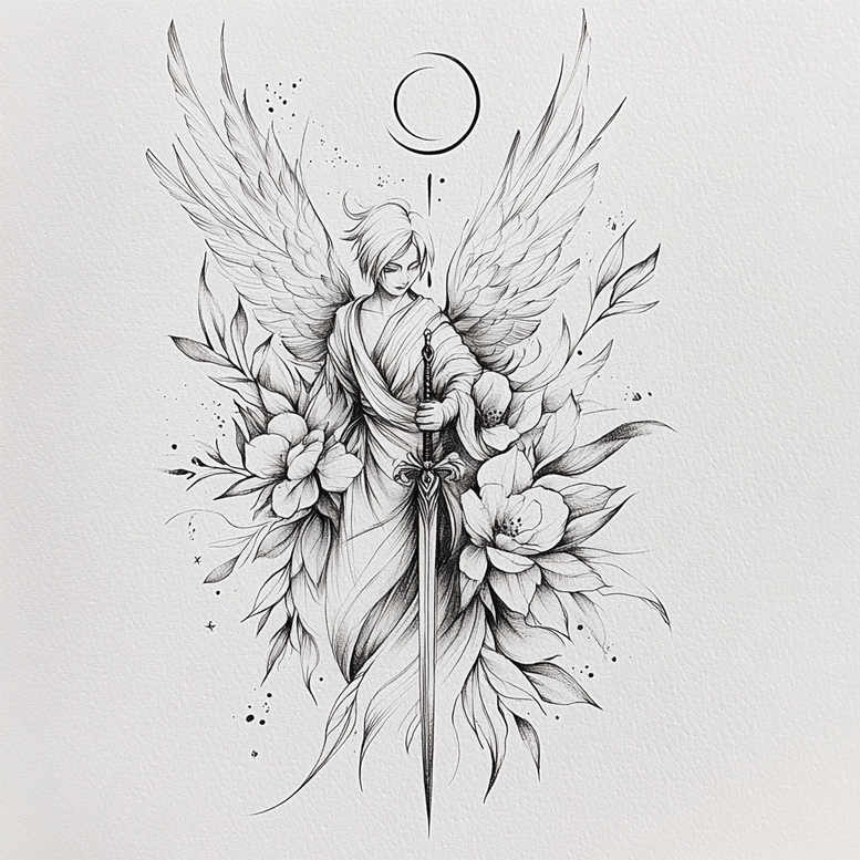 angel tattoo design ideas Realism skin texture transcendent for upper shoulder