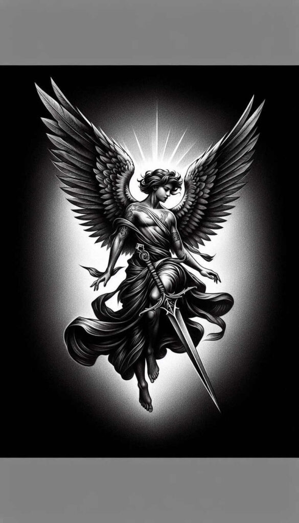 angel tattoo design ideas ethereal textures transcendent light for fingers