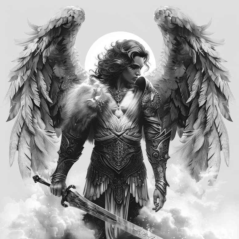 angel tattoo design ideas Realism natural look transcendent light for side torso