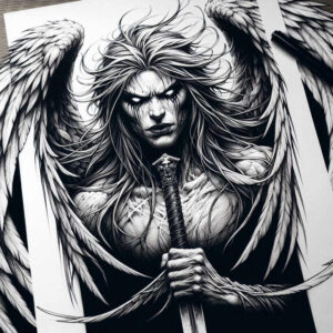 angel tattoo design ideas Realism real shadows winged for ankle