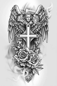 angel tattoo design ideas Realism seamless blend winged for biceps