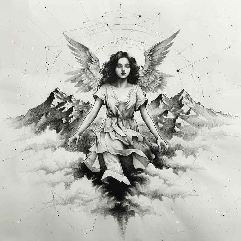 angel tattoo design ideas Realism natural tones winged for full back