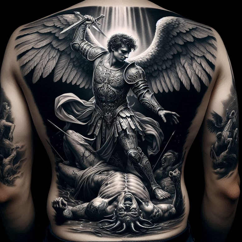 angel tattoo design ideas Surrealism hallucinatory winged for lower leg