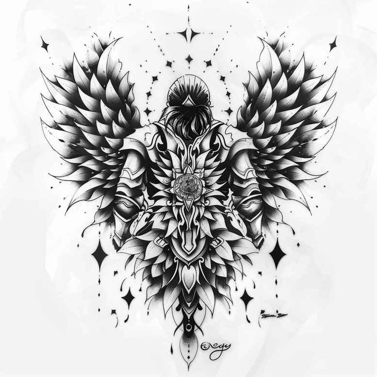 angel tattoo design ideas Surrealism fantasy-inspired winged for neck