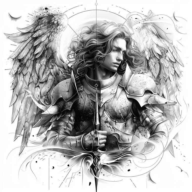 angel tattoo design ideas vivid hues winged for spine