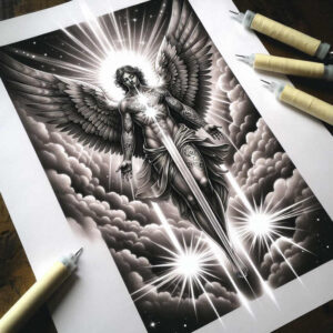 angel tattoo design ideas unreal light winged for upper arm