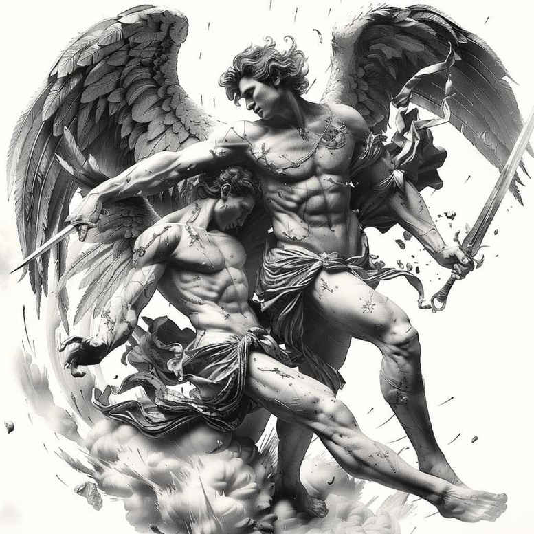 angel tattoo design ideas Realism digital realism winged for upper chest