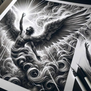 angel-tattoo-designs-ideas-ai-generated--surrealism-phantom-spiritual-protector-for-behind-ear