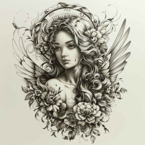 warrior-angel – tattoo design ideas free ai generated – neotraditional-artistic-contrast – for-hand – Gallery: angel-inkby-ai