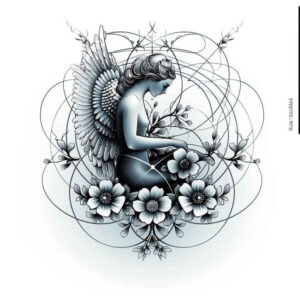 warrior-angel – tattoo design ideas free ai generated – ornamental-ring – for-spine – Gallery: angel-inkby-ai