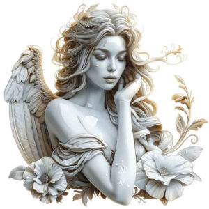 warrior-angel – tattoo design ideas free ai generated – surrealism-spectral-hues – for-calf – Gallery: angel-inkby-ai