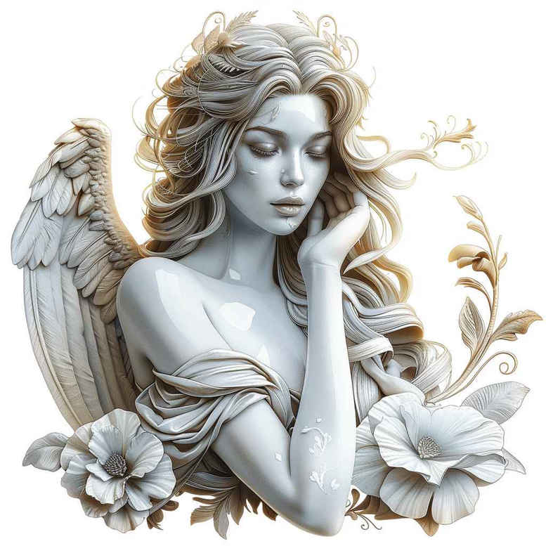 warrior-angel – tattoo design ideas free ai generated – surrealism-spectral-hues – for-calf – Gallery: angel-inkby-ai
