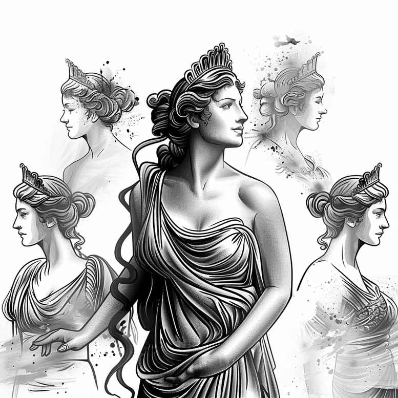 divine-charm – tattoo design ideas free ai generated – neotraditional-dynamic-color – for-lower-chest – Gallery: aphrodite-inkby-ai