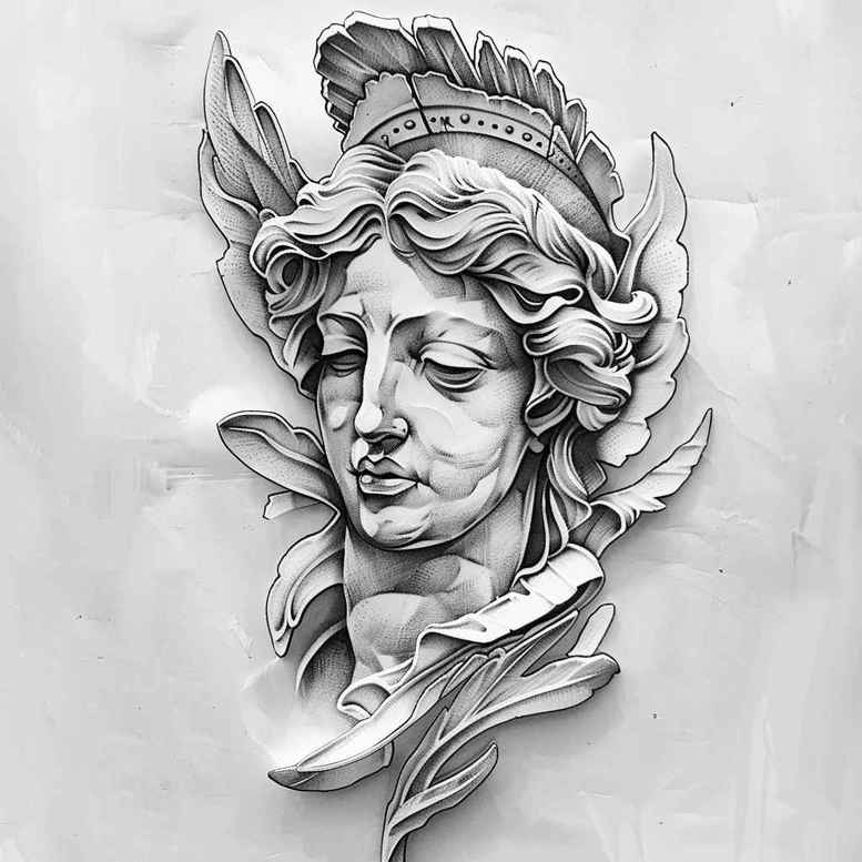 divine-feminine – tattoo design ideas free ai generated – neotraditional-solid-fill – for-spine – Gallery: aphrodite-inkby-ai