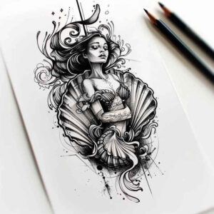 divine-feminine – tattoo design ideas free ai generated – realism-realistic-contrast – for-upper-thigh – Gallery: aphrodite-inkby-ai