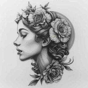 divine-goddess – tattoo design ideas free ai generated – neotraditional-bold-color-blocks – for-side-torso – Gallery: aphrodite-inkby-ai