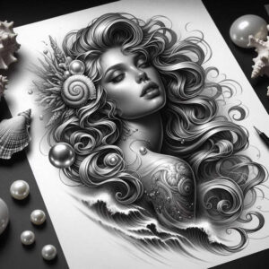 divine-spirit – tattoo design ideas free ai generated – neotraditional-bold-texture – for-nape – Gallery: aphrodite-inkby-ai