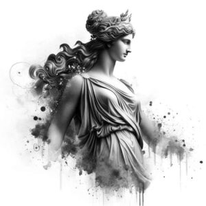 feminine-deity – tattoo design ideas free ai generated – neotraditional-smooth-gradients – for-inner-arm – Gallery: aphrodite-inkby-ai