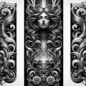 floral-goddess – tattoo design ideas free ai generated – surrealism-hallucinogenic – for-lower-back – Gallery: aphrodite-inkby-ai