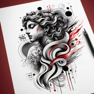goddess-of-affection – tattoo design ideas free ai generated – neotraditional-modern-classic – for-temple – Gallery: aphrodite-inkby-ai