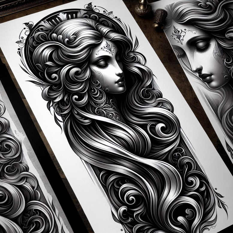 goddess-of-allure – tattoo design ideas free ai generated – surrealism-enigmatic-aura – for-wrist-side – Gallery: aphrodite-inkby-ai