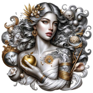 goddess-of-attraction – tattoo design ideas free ai generated – neotraditional-enhanced-shading – for-shin – Gallery: aphrodite-inkby-ai