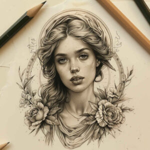 goddess-of-attraction – tattoo design ideas free ai generated – surrealism-imperfect-symmetry – for-nape – Gallery: aphrodite-inkby-ai