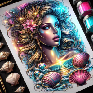 goddess-of-beauty – tattoo design ideas free ai generated – surrealism-transcendent – for-lower-leg – Gallery: aphrodite-inkby-ai