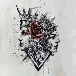 goddess-of-charm – tattoo design ideas free ai generated – realism-mirrored-effect – for-lower-thigh – Gallery: aphrodite-inkby-ai