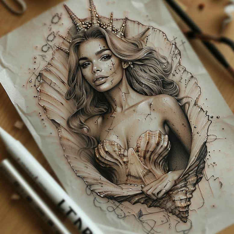 goddess-of-love – tattoo design ideas free ai generated – realism-skin-realism – for-forearm – Gallery: aphrodite-inkby-ai