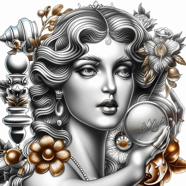 goddess-of-tenderness – tattoo design ideas free ai generated – realism-tonal-depth – for-ankle – Gallery: aphrodite-inkby-ai