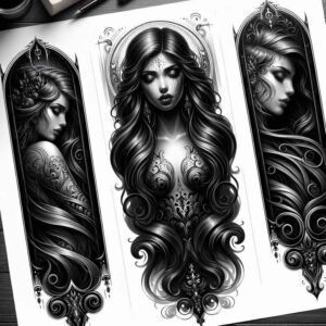 love-deity – tattoo design ideas free ai generated – surrealism-ethereal-glow – for-behind-ear – Gallery: aphrodite-inkby-ai
