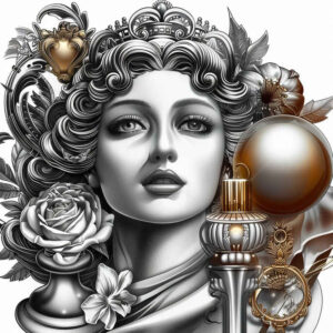 mythic-goddess – tattoo design ideas free ai generated – neotraditional-bold-texture – for-shin – Gallery: aphrodite-inkby-ai
