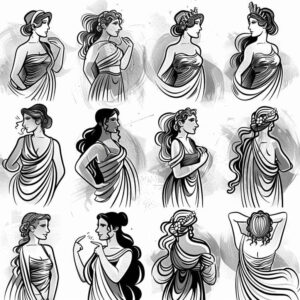 mythological-deity – tattoo design ideas free ai generated – surrealism-ghostly-shapes – for-scapula – Gallery: aphrodite-inkby-ai