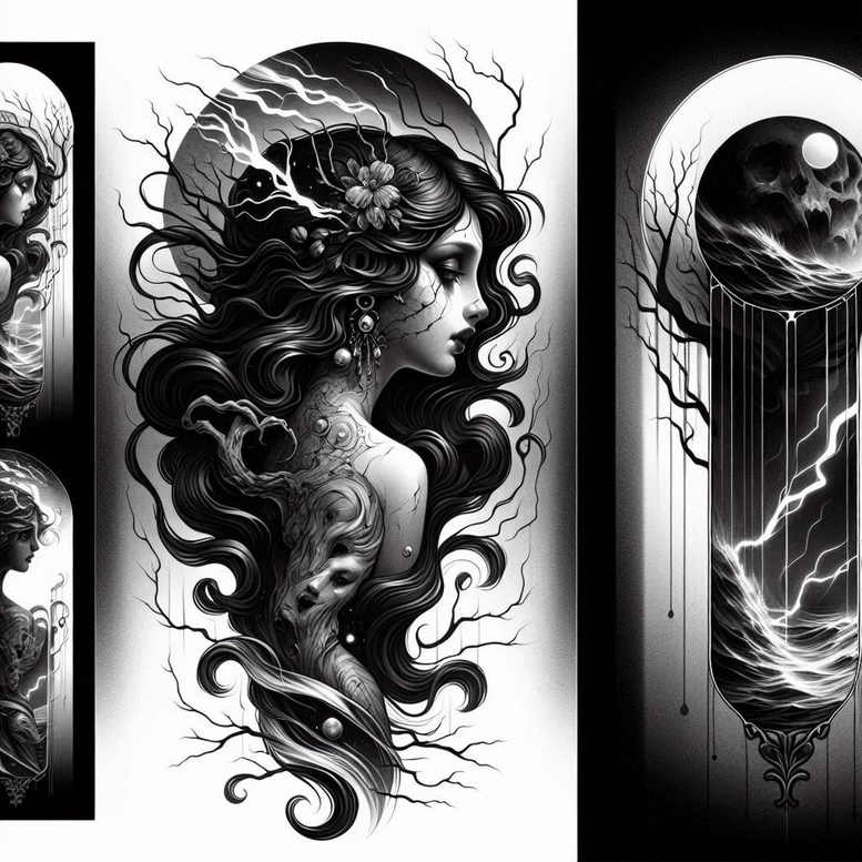 romantic-deity – tattoo design ideas free ai generated – neotraditional-bold-texture – for-foot – Gallery: aphrodite-inkby-ai