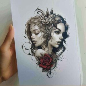 sensual-goddess – tattoo design ideas free ai generated – neotraditional-accent-shading – for-thigh – Gallery: aphrodite-inkby-ai
