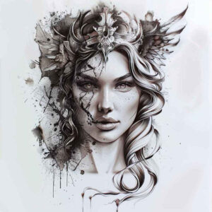 aphrodite tattoo design ideas Surrealism floating elements celestial for neck