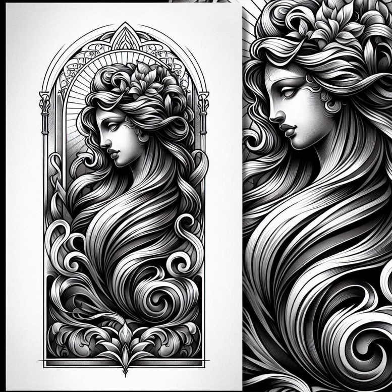 aphrodite tattoo design ideas realistic shadowing charm for lower back