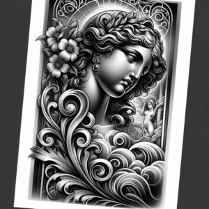aphrodite tattoo design ideas subtle tone goddess of charm for lower chest