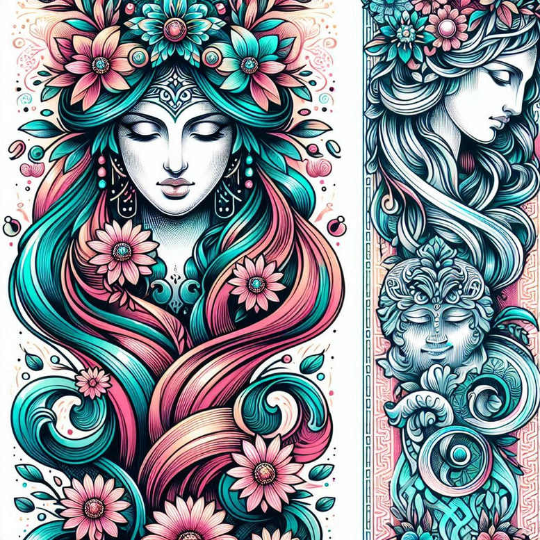 aphrodite tattoo design ideas Surrealism ethereal glow goddess of charm for spine